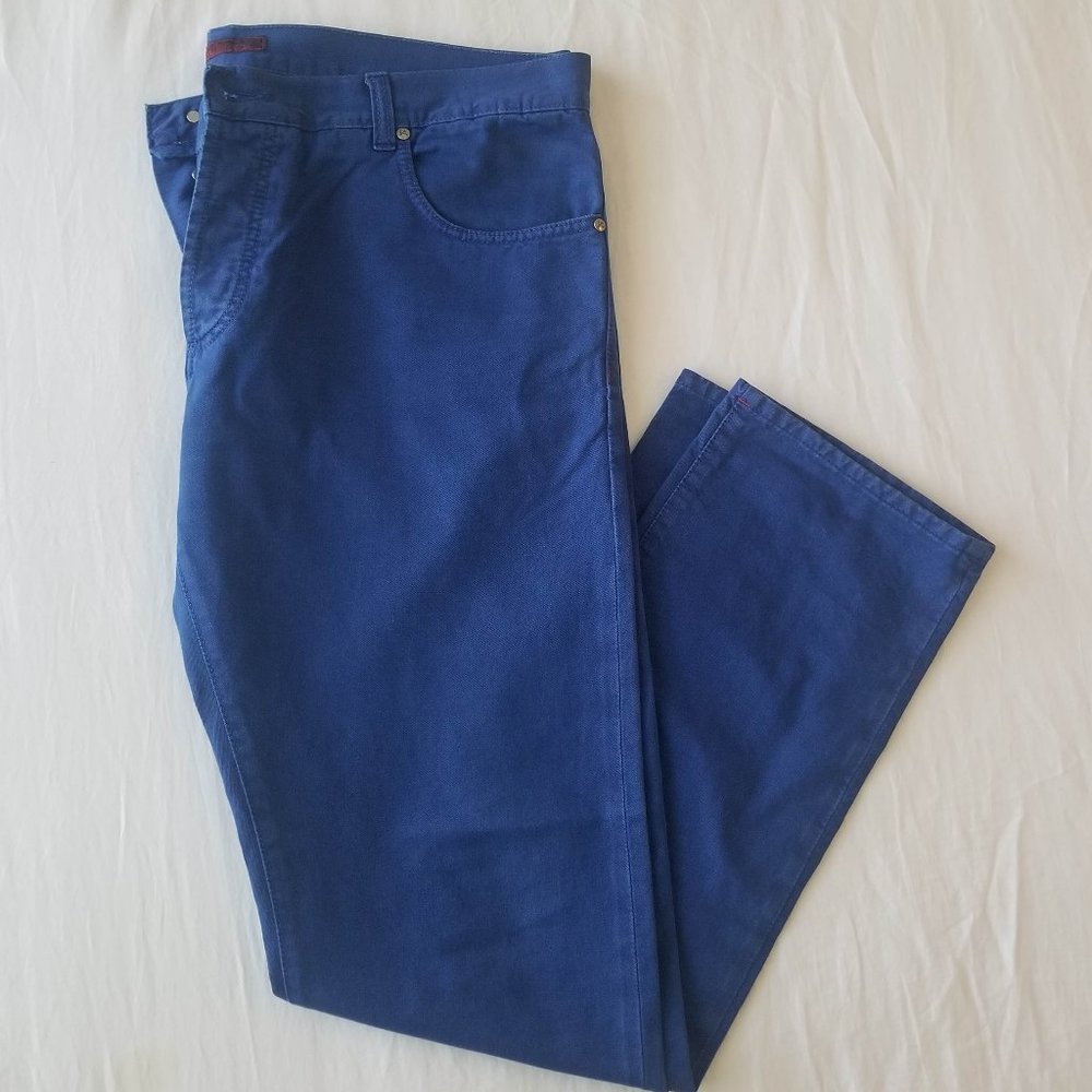 Isaia 5 Pocket- Button Fly Jeans- Blue Pants